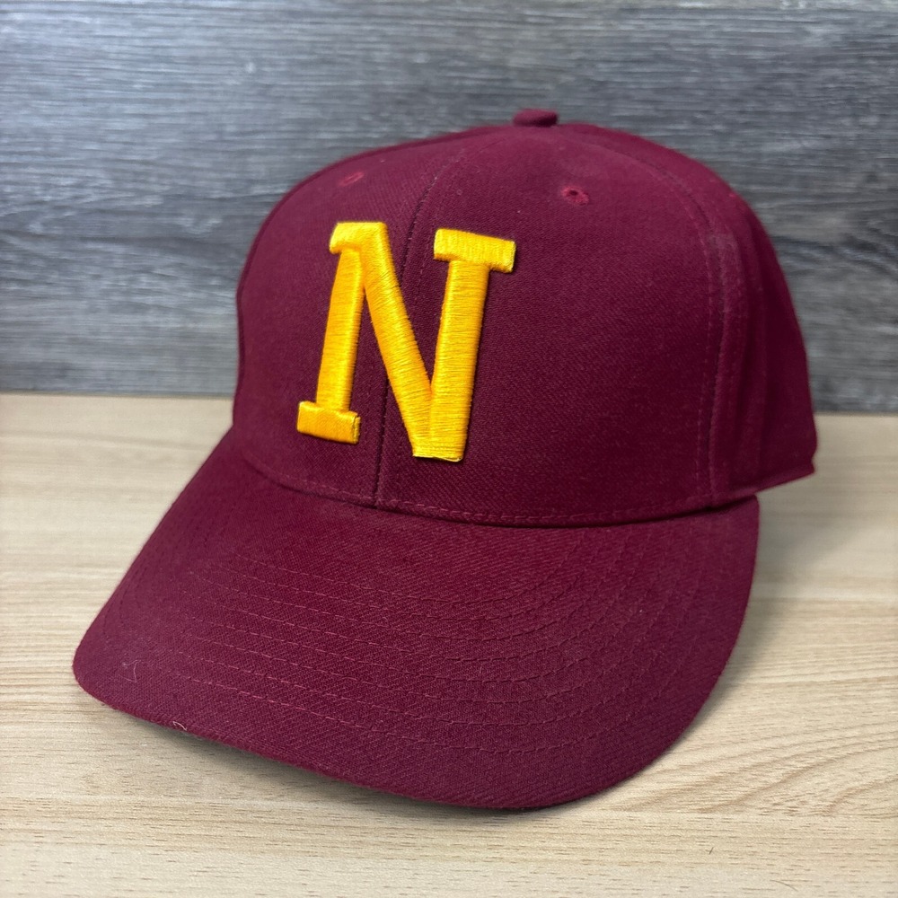 Letter N Hat Cap Strap Fitted 7‎ 3/8 Maroon Gold Baseball Hat Richardson